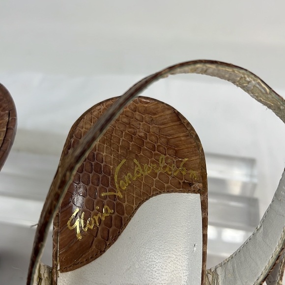 Vintage Gloria Vanderbilt Sz 8.5 Snakeskin Open Toe Heel Sandals - Picture 5 of 12